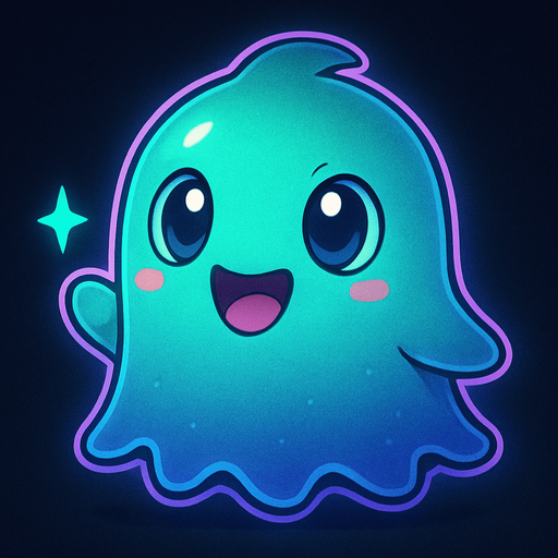 Kawaii neon ghost spirit creature style of Pokémon Ghibli