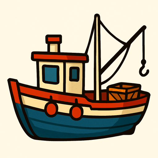 Bote dd pesca.
In-Game asset.  2d.  High contrast.  No shadows