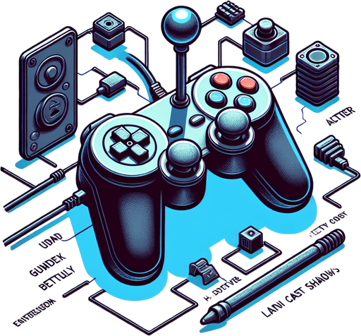 A joystick from a controller.
Single Game Texture. In-Game asset. 2d. Blank background. High contrast. No shadows.