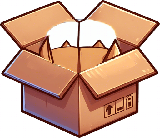 Cute Chibi ginger cat's head and ears look from the box into the camera. Cheeky, happy.