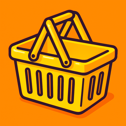 Market sepeti sarı renk oyuncak gibi.
In-Game asset.  2d.  High contrast.  No shadows