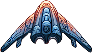 alien spaceship heading down.
Single Game Texture. In-Game asset. 2d. Blank background. High contrast. No shadows.