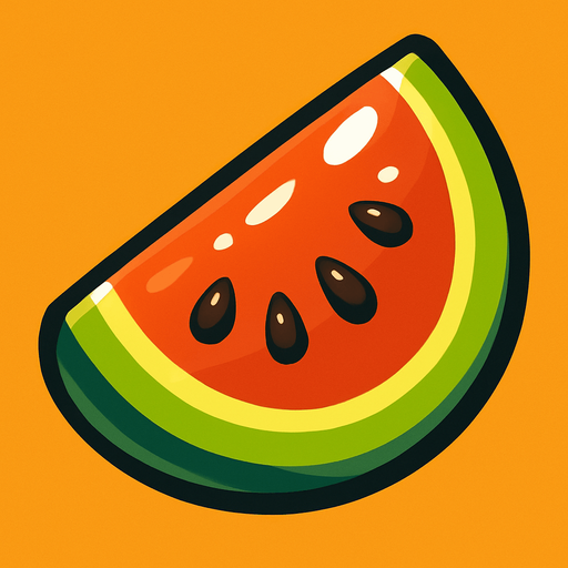 Shiney melon vector.
In-Game asset.  2d.  High contrast.  No shadows