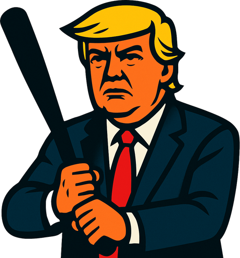 donald trump con bate de beisbol.
In-Game asset.  2d.  High contrast.  No shadows