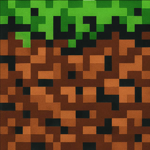 ground have mincraft ground trxture.
In-Game asset.  2d.  High contrast.  No shadows