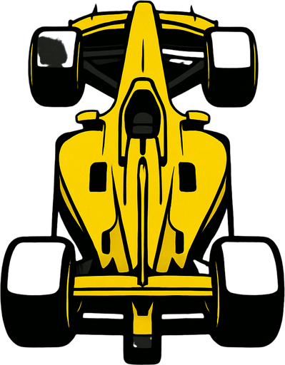 Yellow F1 from a bird's eye view..
In-Game asset.  2d.  High contrast.  No shadows