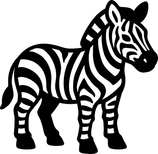 A zebra.
In-Game asset.  2d.  High contrast.  No shadows
