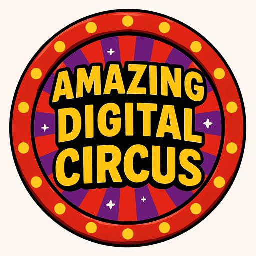 Amazing digital circus button.
In-Game asset.  2d.  High contrast.  No shadows