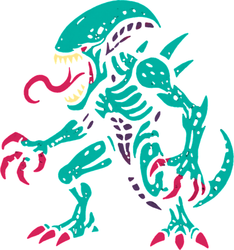 Alien monster.
In-Game asset.  2d.  High contrast.  No shadows