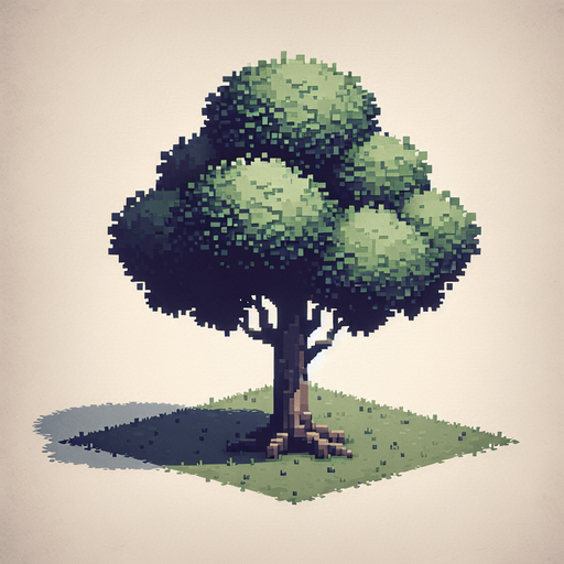 Tree.
Single Game Texture.  In-Game asset.  2d.  Blank background.  High contrast.  No shadows