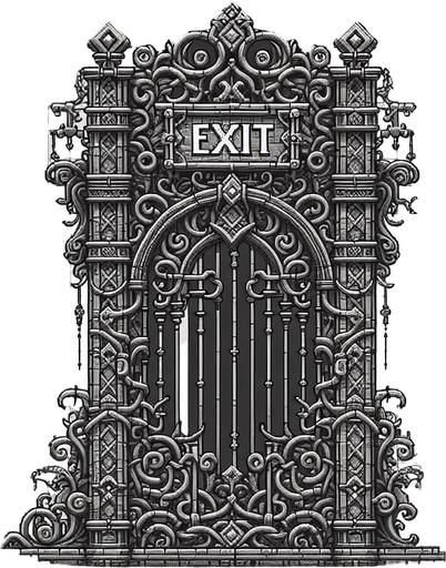 Exit Gate.
Single Game Texture.  In-Game asset.  2d.  Blank background.  High contrast.  No shadows