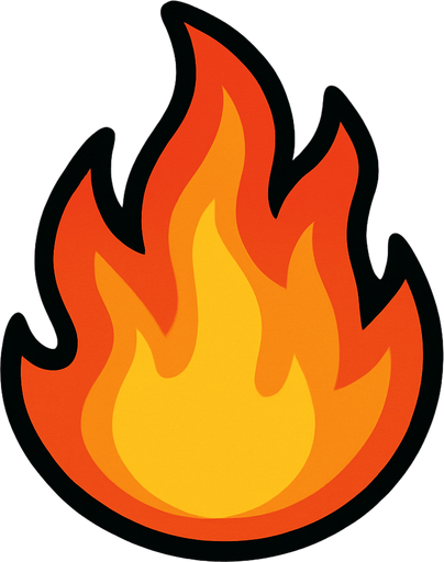 toony basic flame.
In-Game asset.  2d.  High contrast.  No shadows