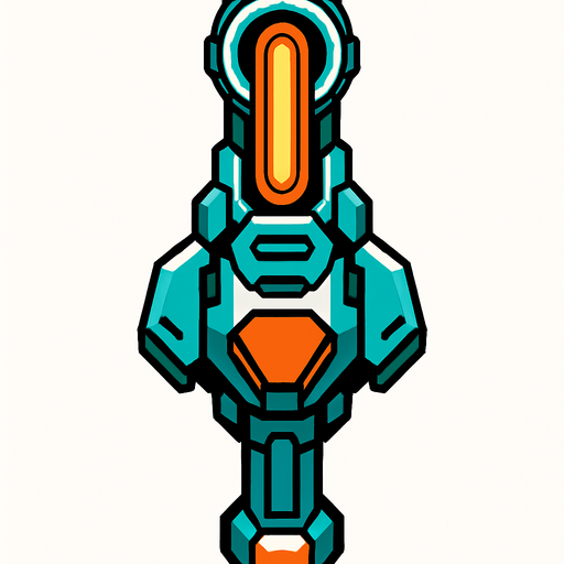futuristic space cannon gun
 vertical top view.
In-Game asset.  2d.  High contrast.  No shadows