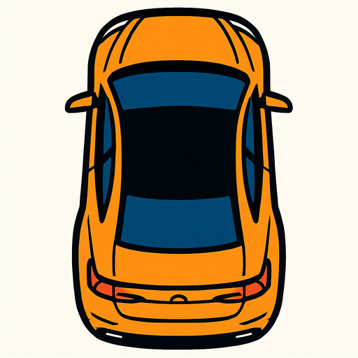 modern car view from above.
In-Game asset.  2d.  High contrast.  No shadows