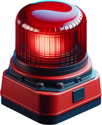 red flashing police alarm device asset from profile view