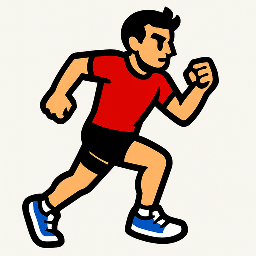 runner with a red shirt.
In-Game asset.  2d.  High contrast.  No shadows