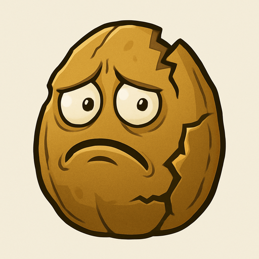 wallnutDamaged del videojuego de plantas vs zombies.
In-Game asset.  2d.  No shadows
