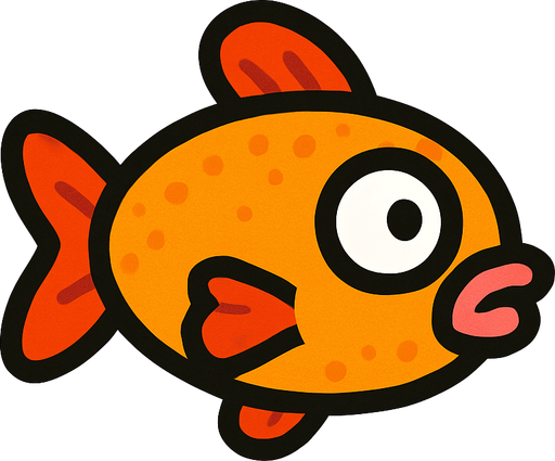 Floppy Fish.
Single Game Texture.  In-Game asset.  Blank background.  High contrast.  No shadows. 2d