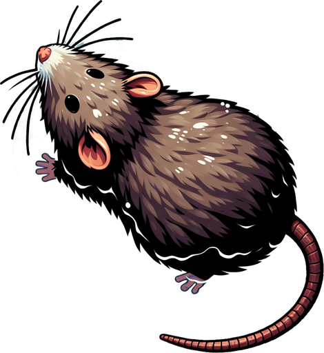 Water rat swimming top down view.
Single Game Texture.  In-Game asset.  2d.  Blank background.  High contrast.  No shadows