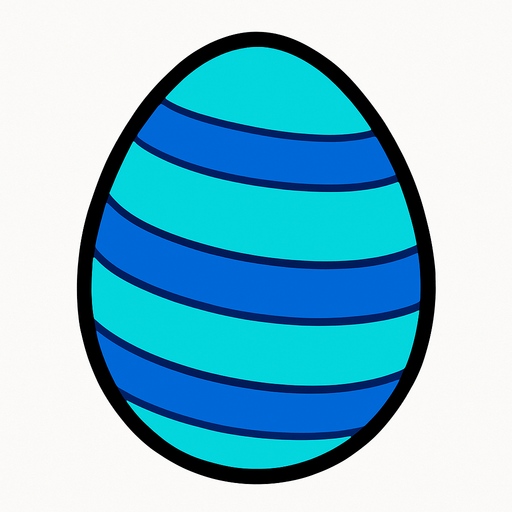 A Cyan egg with Blue Stripes.
In-Game asset.  2d.  High contrast.  No shadows