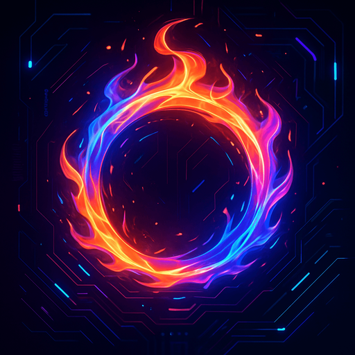 Ability icon 'Fire ring' . cyberpunk. abstract. Futuer. different colors. HD colors