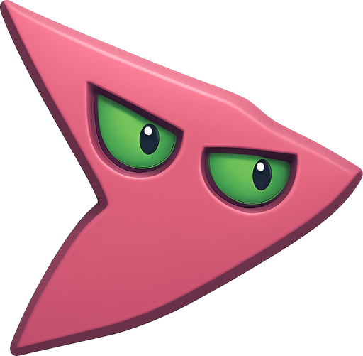 Pink and green enemy. No background. Transparent background. Blank background. No shadows. 3d. In-Game asset. flat