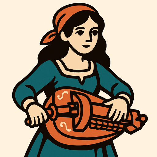 Hurdy gurdy girl.
In-Game asset.  2d.  High contrast.  No shadows