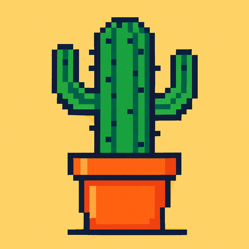 Cactus 2d style pixel 1980.
2d.  High contrast.  No shadows. 2d