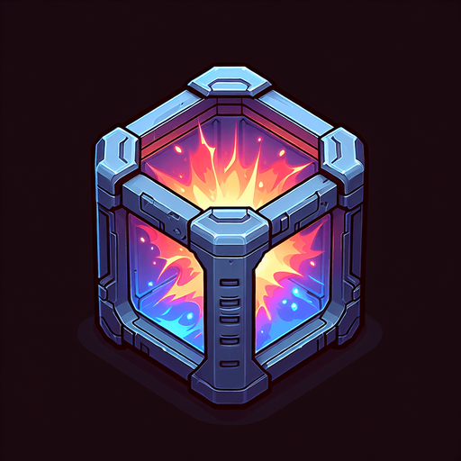 Контейнер с энергией.
Single Game Texture. In-Game asset. 2d. Blank background. High contrast. No shadows.