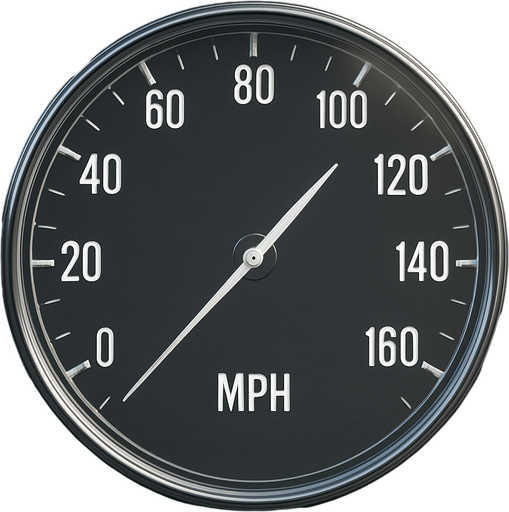 Transparent speedometer without hourhand, white numbers, Front view