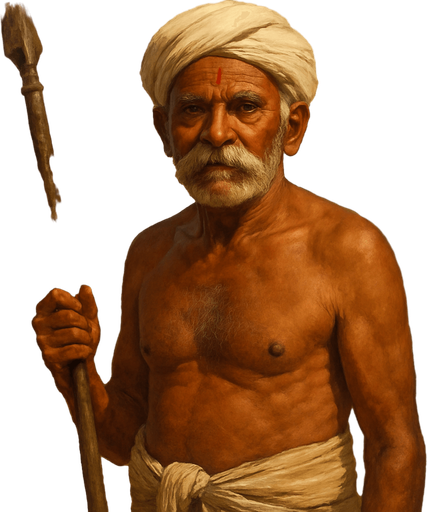 indian village uncle with weapon