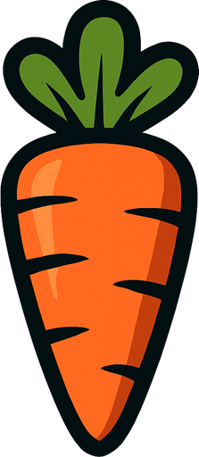 🥕.
In-Game asset.  2d.  High contrast.  No shadows