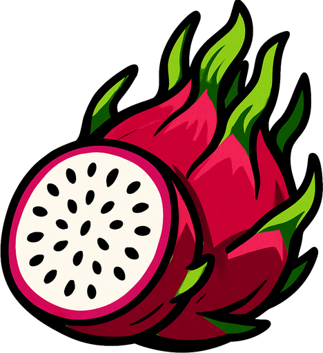 A dragonfruit.
In-Game asset.  2d.  High contrast.  No shadows