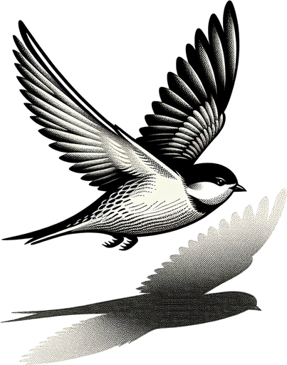 Flying bird.
Single Game Texture.  In-Game asset.  2d.  Blank background.  High contrast.  No shadows