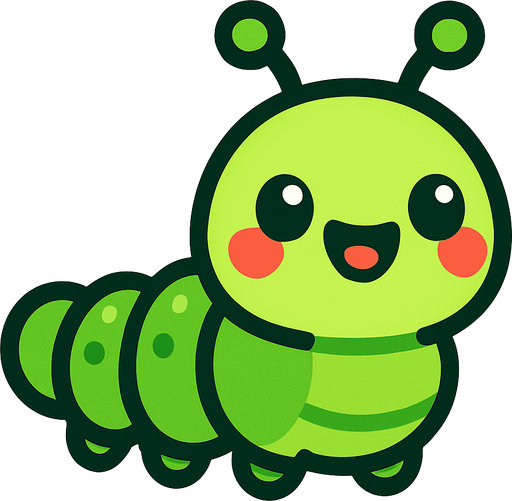 minik sevimli bir tırtıl.
In-Game asset.  2d.  High contrast.  No shadows