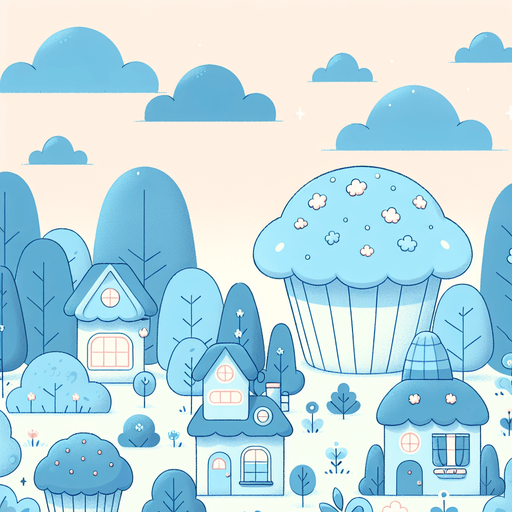 Simple and beautiful Muffin World..
2d background picture, simple, minimalistic, cute, Pastellfarben, blue