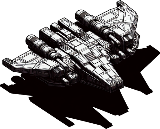 Spaceship.
Single Game Texture.  In-Game asset.  2d.  Blank background.  High contrast.  No shadows. 3d