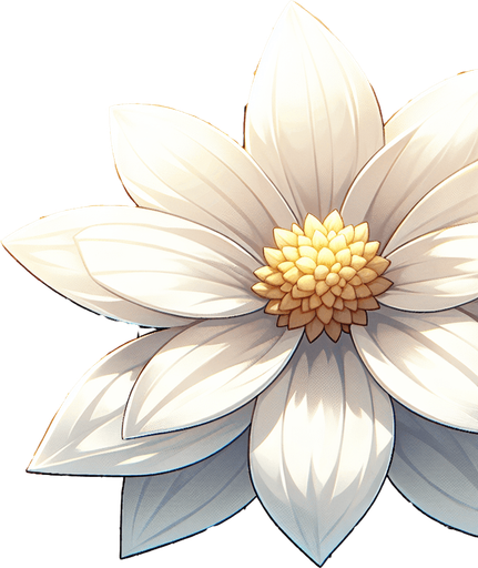 A sprite sheet of white flower petals..
Single Game Texture. In-Game asset. 2d. Blank background. High contrast. No shadows.