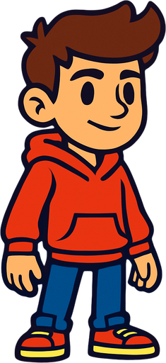 teenager.
In-Game asset.  2d.  High contrast.  No shadows