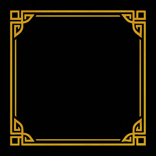 Quiero un rectangulo elegante con colores dorados en las esquinas.
In-Game asset.  2d.  High contrast.  No shadows