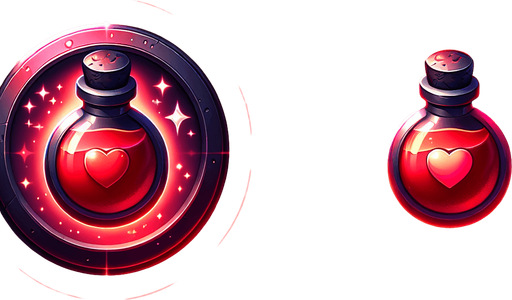 Health potion button..
Single Game Texture. In-Game asset. 2d. Blank background. High contrast. No shadows.