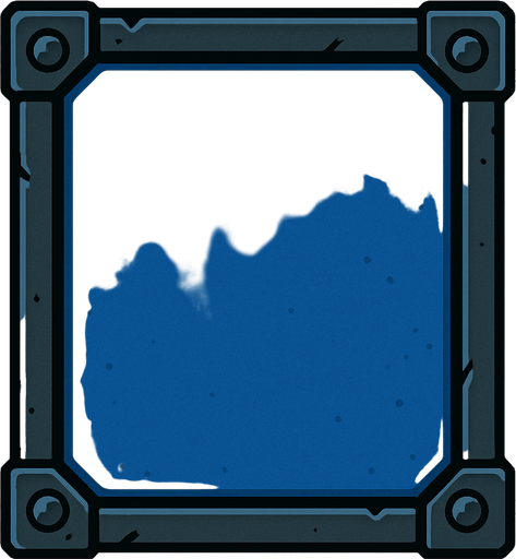 Fondo azul con un marco de hierro.
In-Game asset.  2d.  High contrast.  No shadows