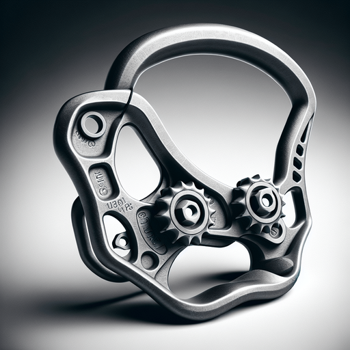 single climbing gear.
Single Game Texture.  In-Game asset.  2d.  Blank background.  High contrast.  No shadows