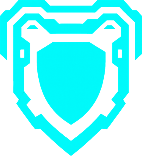 Icono de escudo futurista.
In-Game asset.  2d.  High contrast.  No shadows