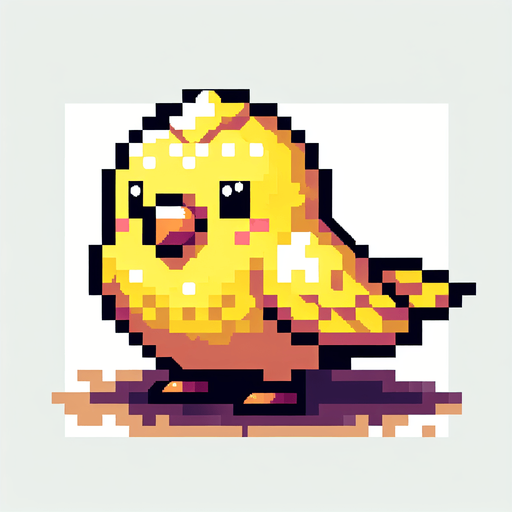 Sarı muhabbet kuşu sevimli küçük vektör ve piksel sanatı.
Single Game Texture.  In-Game asset.  2d.  Blank background.  High contrast.  No shadows