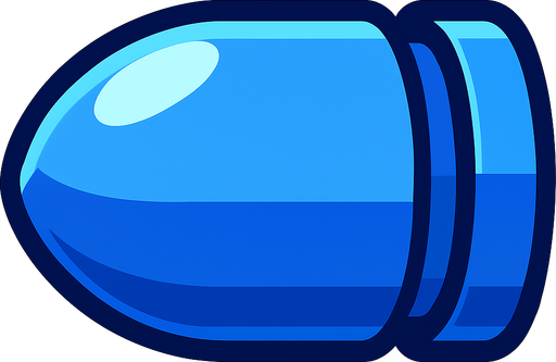 Bala azul.
In-Game asset.  2d.  High contrast.  No shadows