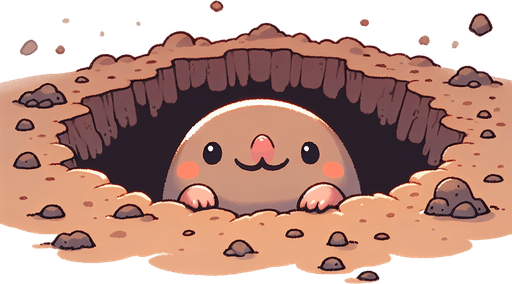 an mole coming out of a hole.
Single Game Texture. In-Game asset. 2d. Blank background. High contrast. No shadows.