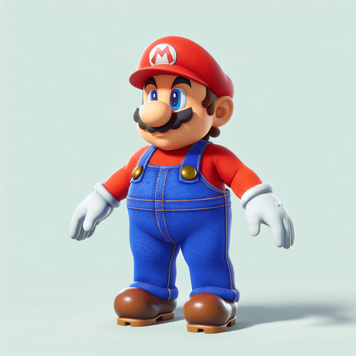 Super Mario.
Single Game Texture. In-Game asset. 2d. Blank background. High contrast. No shadows.