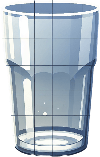 An empty drinking glass..
Single Game Texture. In-Game asset. 2d. Blank background. High contrast. No shadows.