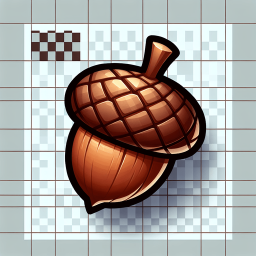 acorn.
Single Game Texture. In-Game asset. 2d. Blank background. High contrast. No shadows.